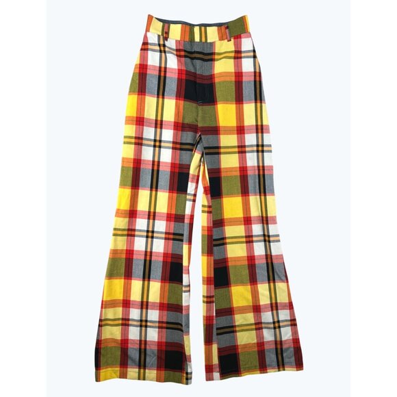 Free People Plaid Jules High-Waisted Flared Wide Leg Pants Size US 0 UK 4 - Picture 15 of 16